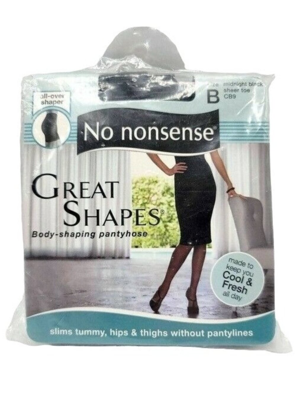 No Nonsense Great Shapes Pantyhose Midnight Black Size B All Over Shaper NEW